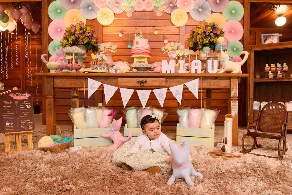 Foto Aniversário infantil com tema gatinhos em Curitiba - Clara 1 ano - Imagem 13